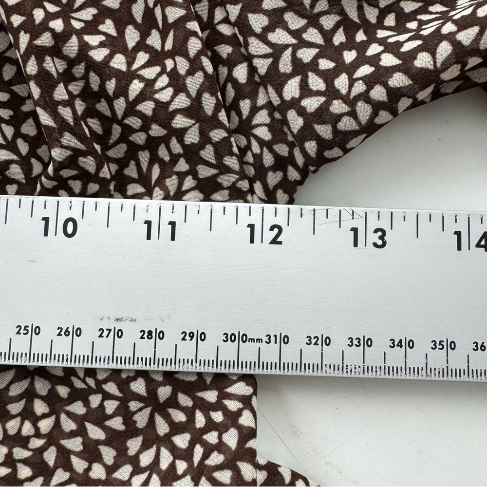 Petal + Pup Brown Heart Print Long Sleeve Cropped Blouse Size 0 US / 4 AU - Picture 6 of 11